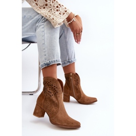 Zazoo 3166 Botas Tacón Calado Mujer, Ante Camel marrón 1