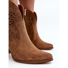 Zazoo 3166 Botas Tacón Calado Mujer, Ante Camel marrón 2