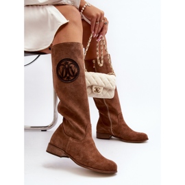 Zazoo 3367 Botas por encima de la rodilla de ante para mujer, marrón 7