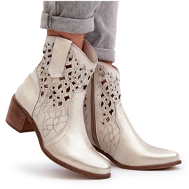 Zazoo 3394 Botas Tacón Alto Calados Mujer, Dorado 11