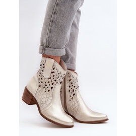 Zazoo 3394 Botas Tacón Alto Calados Mujer, Dorado 4