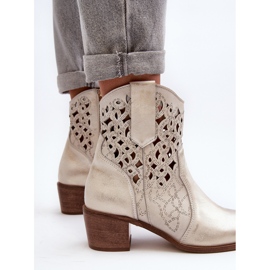 Zazoo 3394 Botas Tacón Alto Calados Mujer, Dorado 8