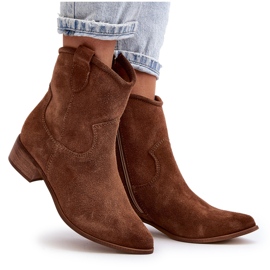 Zazoo 3329 Botas Cowboy Ante Marrón Tacón Bajo 11