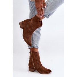 Zazoo 3329 Botas Cowboy Ante Marrón Tacón Bajo 4