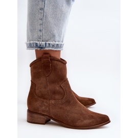 Zazoo 3329 Botas Cowboy Ante Marrón Tacón Bajo 6