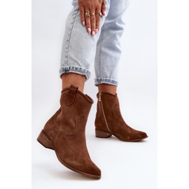 Zazoo 3329 Botas Cowboy Ante Marrón Tacón Bajo 7