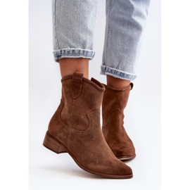 Zazoo 3329 Botas Cowboy Ante Marrón Tacón Bajo 8