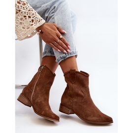Zazoo 3329 Botas Cowboy Ante Marrón Tacón Bajo 10