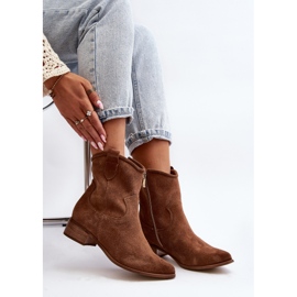Zazoo 3329 Botas Cowboy Ante Marrón Tacón Bajo 1
