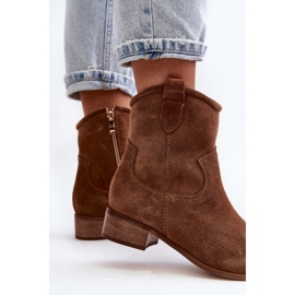 Zazoo 3329 Botas Cowboy Ante Marrón Tacón Bajo 9