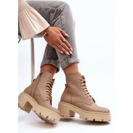 Zazoo 3413 Botines de cuero para mujer con tacones altos enormes, beige 1 Zazoo 3413 Botines de cuero para mujer con tacones altos enormes, beige 1