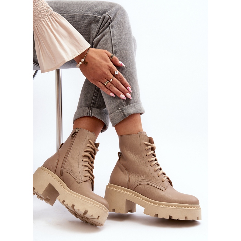 Zazoo 3413 Botines de cuero para mujer con tacones altos enormes, beige 1 Zazoo 3413 Botines de cuero para mujer con tacones altos enormes, beige 1