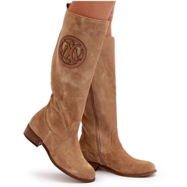 Zazoo 3367 Botas por encima de la rodilla de ante para mujer, color beige 10