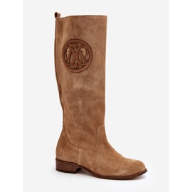 Zazoo 3367 Botas por encima de la rodilla de ante para mujer, color beige 4