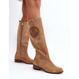 Zazoo 3367 Botas por encima de la rodilla de ante para mujer, color beige 6
