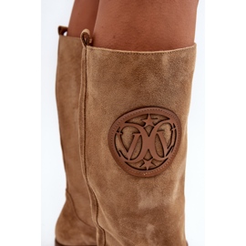 Zazoo 3367 Botas por encima de la rodilla de ante para mujer, color beige 7