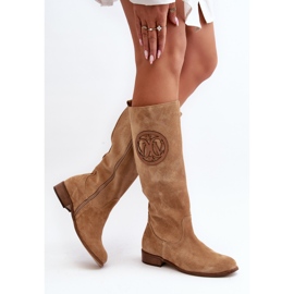 Zazoo 3367 Botas por encima de la rodilla de ante para mujer, color beige 8