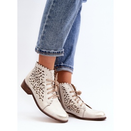 Zazoo 2871 Botines Calados con Cordones para Mujer, Dorado, Cepillado 4