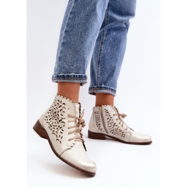 Zazoo 2871 Botines Calados con Cordones para Mujer, Dorado, Cepillado 5