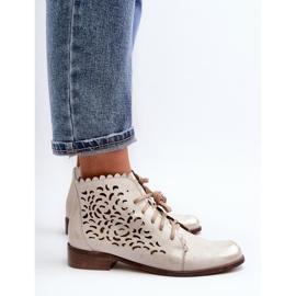 Zazoo 2871 Botines Calados con Cordones para Mujer, Dorado, Cepillado 9