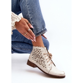 Zazoo 2871 Botines Calados con Cordones para Mujer, Dorado, Cepillado 1