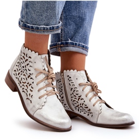 Zazoo 2871 Botines Calados con Cordones para Mujer, Plateado plata 12
