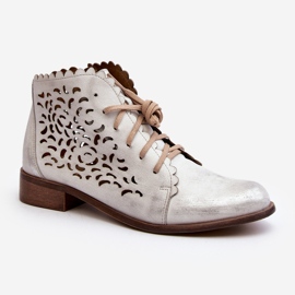 Zazoo 2871 Botines Calados con Cordones para Mujer, Plateado plata 4