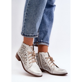Zazoo 2871 Botines Calados con Cordones para Mujer, Plateado plata 5