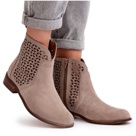 Zazoo 2791 Botines Calados Ante, Beige 10