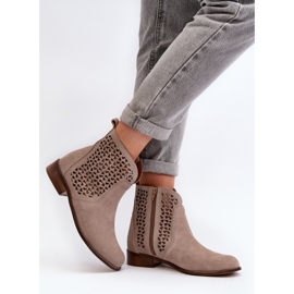 Zazoo 2791 Botines Calados Ante, Beige 4