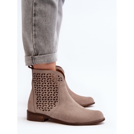 Zazoo 2791 Botines Calados Ante, Beige 5