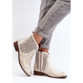 Zazoo 2791 Botines de Piel Calados, Dorado blanco 5