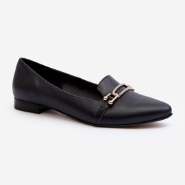 Zazoo 2885 Bailarinas De Piel Con Adorno, Negro 2
