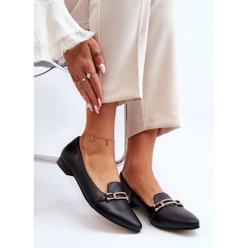 Zazoo 2885 Bailarinas De Piel Con Adorno, Negro 1