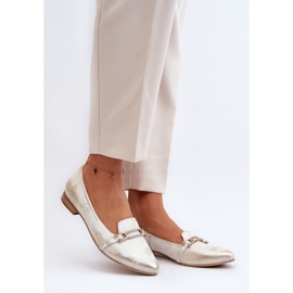 Zazoo 2885 Bailarinas de Piel con Decoración Dorada y Blanca dorado 2