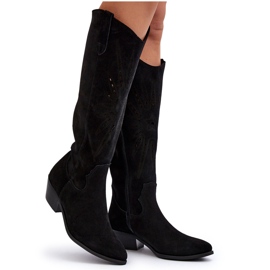 Zazoo 2909 Botas Caladas De Ante Con Tacón Bajo, Negro 12