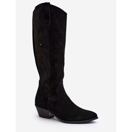 Zazoo 2909 Botas Caladas De Ante Con Tacón Bajo, Negro 4
