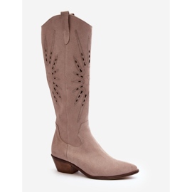 Zazoo 2909 Botas Caladas De Ante Con Tacón Bajo, Beige 1