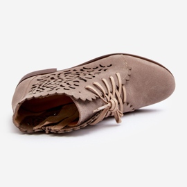 Zazoo 2871 Botines Calados con Cordones para Mujer, Beige 8