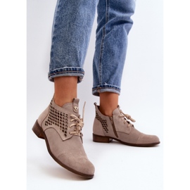 Zazoo 2878 Botas Bajas Caladas Mujer, Ante, Beige 4