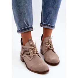 Zazoo 2878 Botas Bajas Caladas Mujer, Ante, Beige 7