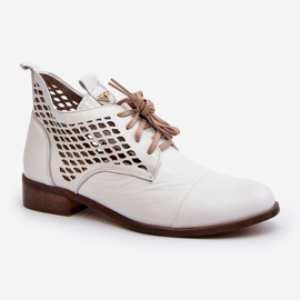 Zazoo 2878 Botines Bajos Mujer Piel Calado, Blanco 2