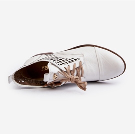 Zazoo 2878 Botines Bajos Mujer Piel Calado, Blanco 7