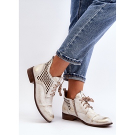 Zazoo 2878 Botines Bajos Mujer Piel Calado, Plata 5