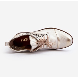 Zazoo 2878 Botines Bajos Mujer Piel Calado, Plata 8