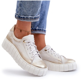 Zazoo 2919 Zapatos Mujer de Piel con Suela Gruesa, Dorado 8