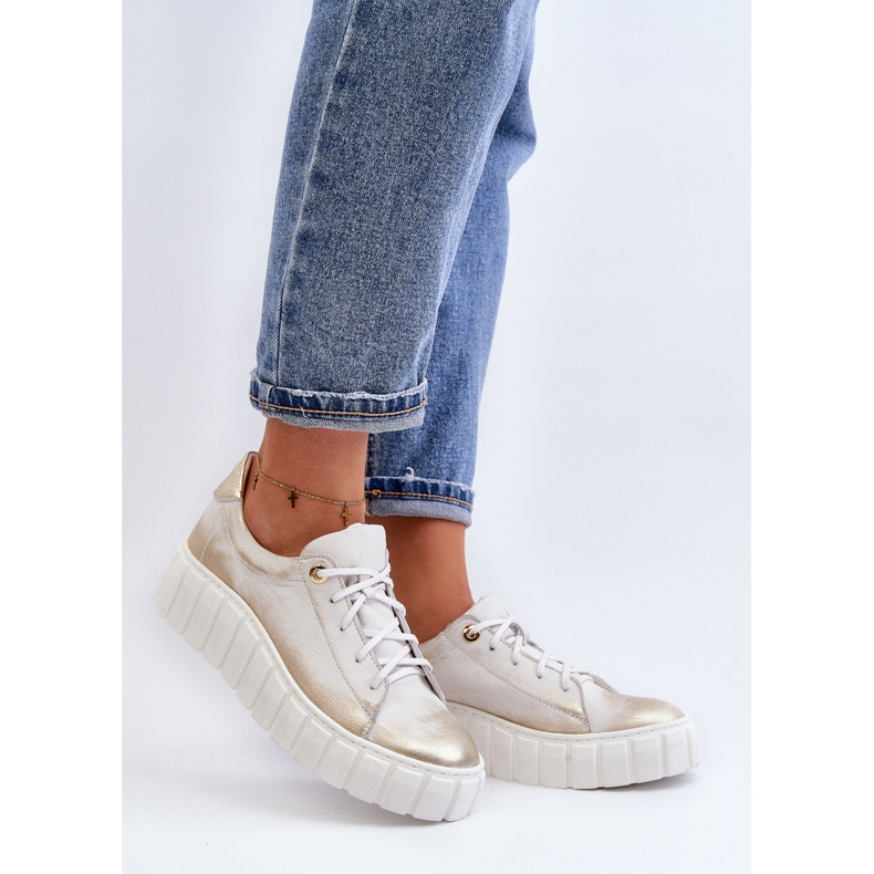 Zazoo 2919 Zapatos Mujer de Piel con Suela Gruesa, Dorado 2