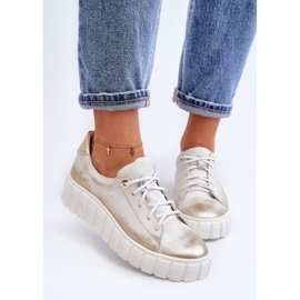 Zazoo 2919 Zapatos Mujer de Piel con Suela Gruesa, Dorado 4