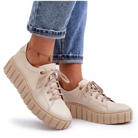 Zazoo 2919 Zapatos Mujer Piel Suela Gruesa, Beige 10
