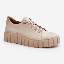 Zazoo 2919 Zapatos Mujer Piel Suela Gruesa, Beige 2